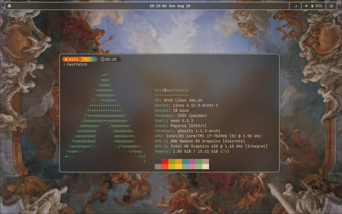 A screenshot of an Arch Linux config