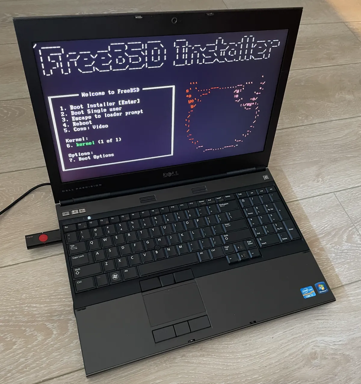 A Precision M4600 showing the FreeBSD installer