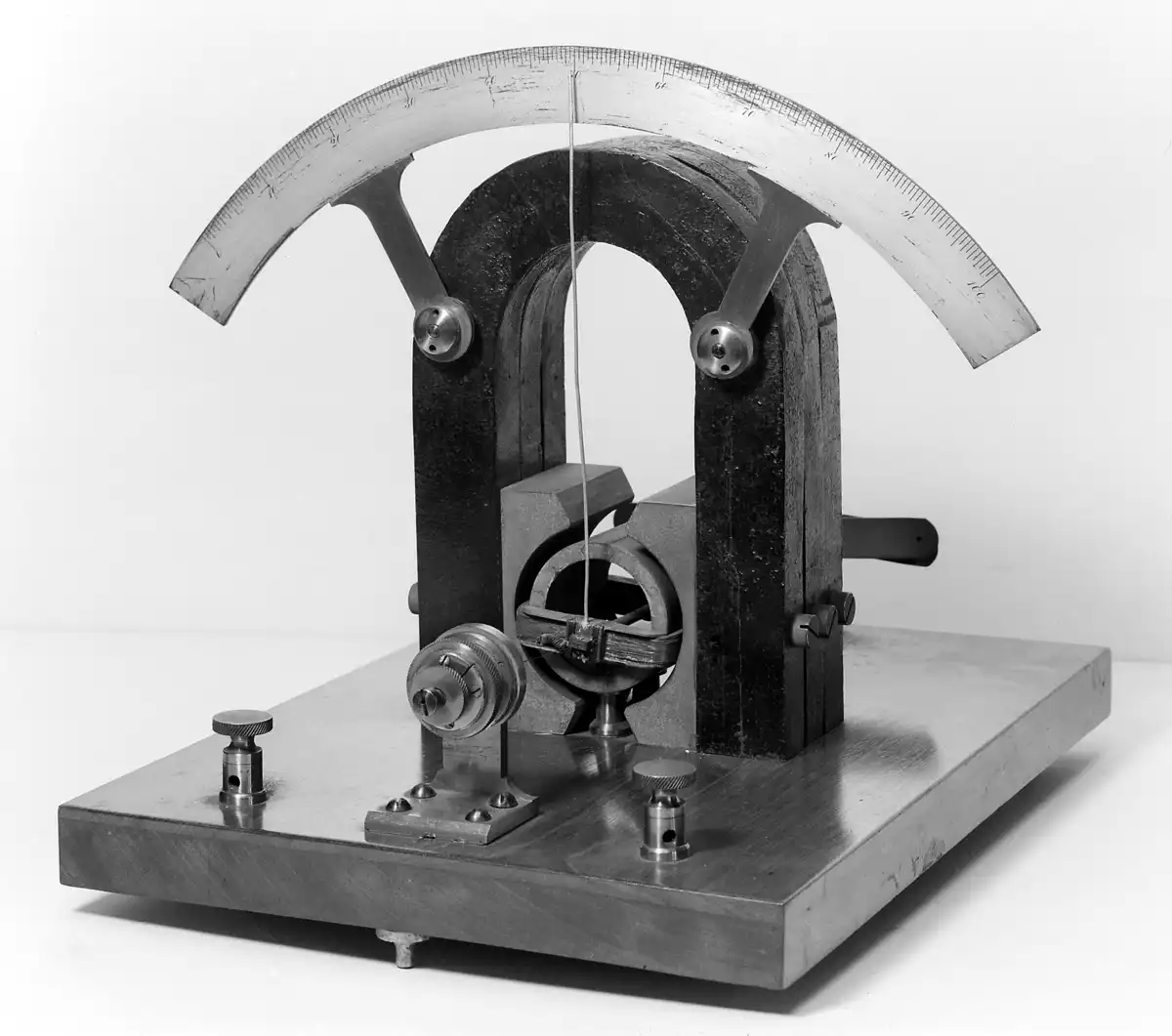 Grayscale photo of coil galvanometer